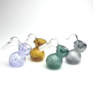 2.8 Inch 14mm Glass Ash Catcher Smoking Water Pipe with 45 Degree Thick Pyrex Colorful Gourd Bong Ashcatcher