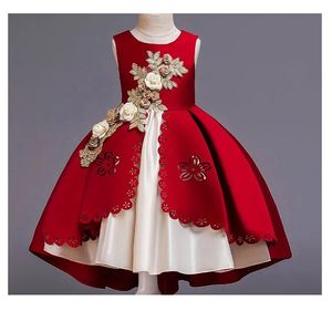 Dresses Flower Girls Christmas Dress Embroidery Evening Party Formal Princess Dress Kids Dresses For Girl Wedding Gown Children Clothing