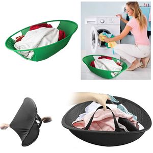 Dryer Laundry Clothes Home Basket Hamper Basket Oval Bag 21/27inch Portable Tub Helper Clothes Creative Storage Foldable 240103