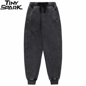 Pantaloni hip streetwear neri pantaloni per la tuta lavati 2023 uomini harajuku cotone pile di pile joggers harem pantaloni