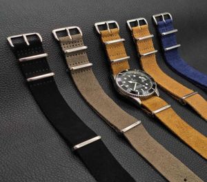 Skórzany pasek zegarków NATO ZULU 20 mm 22 mm Soft Suede Watchband Top Quality Watch Pas Pasek Szybkie wydanie Akcesoria H2424837