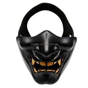 Máscaras de festa Halloween Traje Cosplay Dente Demônio Mal Monstro Kabuki Samurai Metade Er Máscara Decoração Assustadora Y200103 Drop Deliv Dhhmd