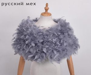 Lenços reais de pele de avestruz xales elegantes casacos de penas brancas casamento boleros jaquetas de noiva para vestidos de noite 8572307