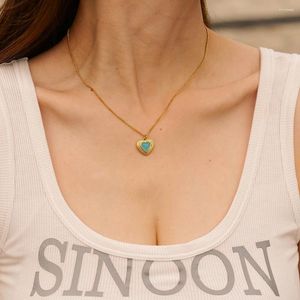 Ожерелья с подвесками, винтажное ожерелье в виде сердца из нержавеющей стали для пляжа, для женщин, водонепроницаемые украшения, подарок на отпуск