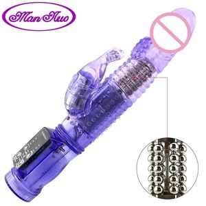 Wibratory Vibratory Man Nuo Dual Motor Dild Vibrator Rabbit 12 Speeds Obrót wibracje zabawka płciowa dla kobiet g punktowe masażer stymula