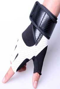 Guantes de costura de cuero de PU Guantes de gimnasio Body Building Ejercicio Entrenamiento Levantamiento de pesas Guantes de fitness sin dedos para hombres y mujeres 1712568