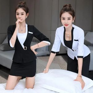 Beauty Salon Spa El Receptionist Uniform för Woman Waiter Clothes Esthetic Deskmassage Nail Beautician Cafe Work Outfit Top 240102