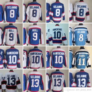 1972-1999 Film Retro CCM Hokey Jersey Nakış 8 Teemu Selanne 9 Bobby Hull 10 Dale Hawerchuk 13 Teemu Selanne 16 Laurie Boschman 27 Tep