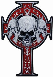 Tools Free Shipping Custom Red Cross With 3 Grey Skulls Patch Skull Back Patches For Big Size 8.5" x 12"