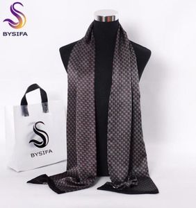 Scarves BYSIFA Black Red Long For Men Fashion Accessories Male Pure Silk Scarf Cravat Winter Flowers Pattern 19026cm6333241