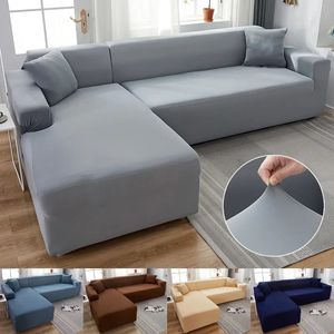 Solid Color 1/2/3/4 Seat Sofa Cover Stretch Milk Silk Fabric Couch Covers for Living Room Sectional Corner Settee Slipcovers 1PC 240113