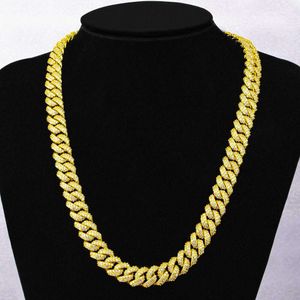 necklace moissanite chain Factory Price 18K Gold Plated Cubic Zirconia Paved Miami 10mm Cuban link Bracelet for Mens Hip Hop Jewelry