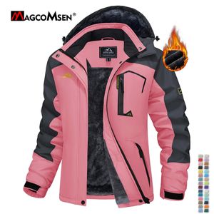 Magcomsen kadın kayak ceket kış sıcak polar parka rüzgar geçirmez yağmur kar geçirmez termal ağır ceket yürüyüş bayanlar snowboard anorak 240103