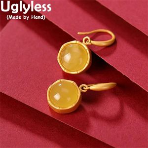 Necklaces Uglyless 100% Solid 925 Sterling Silver Natural Jade Round Rings Women Real Gold Plated Simple Geometric Open Finger Ring Gems