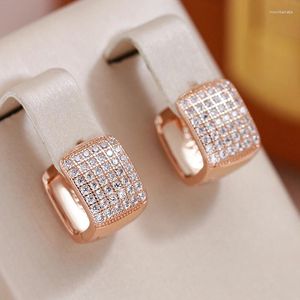 Dangle Earrings JULYDREAM Wide Square Full Zircon Sparkling Hoop For Women 585 Gold Color Smooth Accessories Party Temperament Jewelry