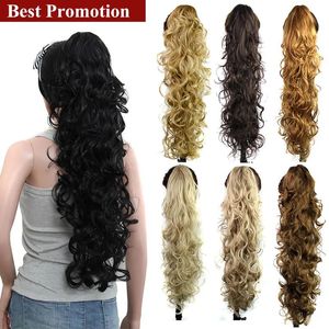 Ponytails Wholesale75CM Fake Curly Synthetic Drawstring Ponytails Pony Tail Extension Hair Clip In On Tails Horse Tress Postiche Ribbon Pon