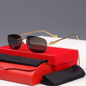 Neue Designer-Sonnenbrillen, Brillengestelle, quadratische Bügel mit Metall, rahmenlos, Panther, randlose rechteckige Form für Männer und Frauen