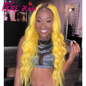Wigs Brazilian Hair Peruca Long loose Wave synthetic Frontal Wig 360 lace ombre yellow color wig For Black Women Costume
