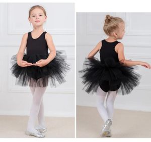 Klänningar 6 färger baby flickor leotard dancewear balett tutu gaze kjol bodysuit barn flickor bubbla prestanda bomull sommardans klänning 29