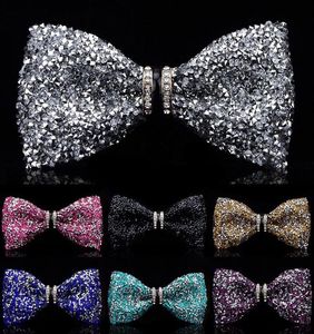 Neck Ties Fashion Tuxedo Bow Tie Men Red And Black Crystal Glass Groom Marry Wedding Party Colorful Striped Butterfly Cravats Mens7981999