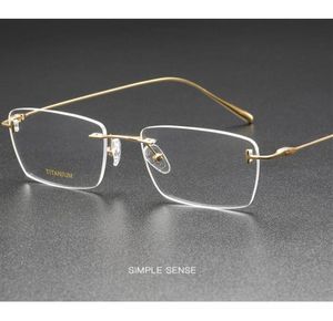 Luxury Lightweight 567 PureTitanium Frame Rimless Glasses for Men 5418145 Norble Rectangular Business Eyeglasses for Prescripti6969735