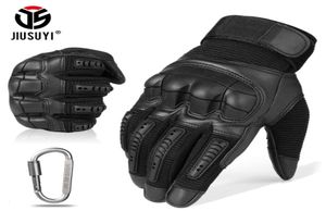 Pekskärm Taktisk gummi Hard Knuckle Full Finger Gloves Military Army Paintball Airsoft Bicycle Combat Pu Leather Glove Men T6567026
