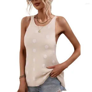 Women's Tanks Women Summer Halter Strappy Racerback Loose Sweater Top Hollow-Out Keyhole Back Knitted Polka Dot Camisole Vest