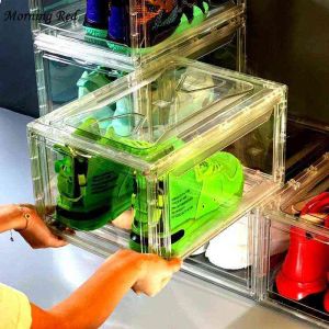 مربع الأحذية مضادات الأكسدة HD Sneaker Dustproof Acrylic Sports Storage Organizer S store Shope Display Mashing Products