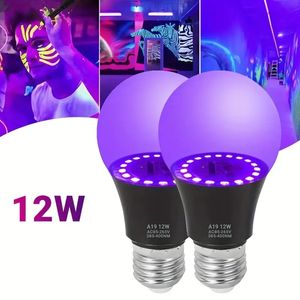 1pc/2pcs LED siyah ampuller, 12W UV siyah ışık blub, AC 85-265V, UVA Seviye 385-400nm, Cadılar Bayramı için Karanlıkta Parça, Noel, Doğum Günü Partisi, Floresan Poster, Vücut Boyama.