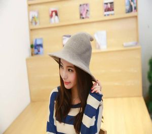 New Fashion Selling European And American Halloween Personality Witch Hat Outdoor Travel Street Trend Spire Big Wool Hat9598524