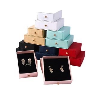 Boxes 10/15 Sets Square/rectangle Paper Drawer Diy Jewelry Box with Brass Rivet for Rings Bracelet Necklace Gift Packaging Container