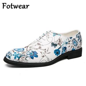 Men Big Dress Wedding Size 48 Lace Up Formal Shoes Pointed Toe Male Party Oxfords Sky Blue Floral Leather Zapatos Hombre 9b9e