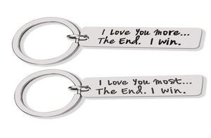 Custom Couple Jewelry Keychain I LOVE YOU MORE THE END I WIN Stainless Steel Charm Keyring Valentines Day Gift Husband Wife Gift2900645