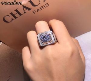 Vecalon Luxury Male Solitaire Ring 3CT Diamond 925 Sterling Silver Engagement Wedding Band Rings for Men Big Finger Jewelry6540826