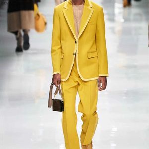 Herrdräkter blazers gula kostymer för män blazer set smal passform pant design senast ny i blazer och jacka bröllopsklänning formella tillfällen kläder q230103