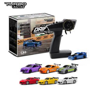 Car Electricrc Car Turbo Racing 1 76 C74 C73 C72 C64 Drift RC med Gyro Radio Full Proportional Remote Control Toys RTR Kit for Kids a