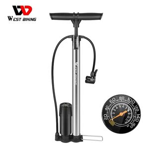 Pompe Pompe per bici WEST BIKING Pompa da pavimento per bici 120/160PSI Pompa da ciclismo ad alta pressione Gonfiatore ad aria Schrader Presta Road MTB Pneumatico per bicicletta Pu