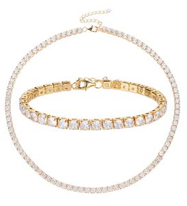 ブレスレットPoulisa S Zircon Tennis Bracelet Necklace Jewelry Set Cubic Zirconia Sterling Sier Plated Jewellry Sets Packs 2 of 2