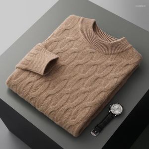 Erkek Sweaters Sonbahar/ Kış Merino Kaşmir Kazak Yastıklı Yarı Yüksek Necked Bükümlü Kazak Artı Boyut Beden Gündelik Örme Ceket