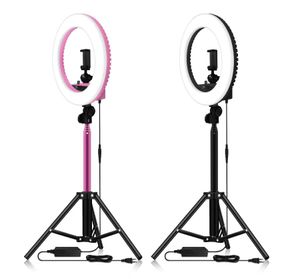 Accessoires New Pink Selfie Ring Light Photography LED -LEGLIGHT mit Stand Stepless Dimming für T -Foto -Video -Make -up -Fotografie -Beleuchtung