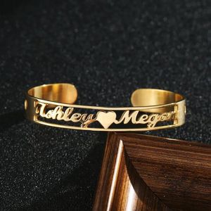 Armband ihålig namnplatta namn armband armband personlig anpassad manschett armband kvinnor män ros smycken gåva till bästa vänner
