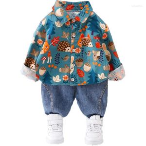 Giyim Setleri 1-10y Bebek Erkekler Kıyafet Çocuklar Kıyafetleri Giysileri Sıradan Unisex Bahar Sonbahar Toddler Uzun Kollu Baskılı Gömlek Spor