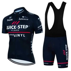 Uppsättningar cykeltröja uppsättningar 2022 Quickstep Cycling Jersey Set Short Sleeve For Men Antiuv Bike Cycling Jersey Set Bicycle Pro Team Summer