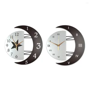 Wall Clocks PVC Nordic Minimalist Style Moon Frame Clock Environmentally Friendly And Durable Silent