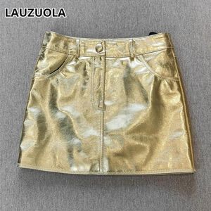 Sukienki seksowne złoto srebrne skórzane skórki ołówek z wysokim talią szorty vintage bodycon seksowne klubowe odzież w stylu biuro dama spódnica krótka spodnie