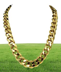 Tunga män 18k män kedjor halsband guldfyllda solid kubansk trottoarkedja halsband n276 60cm 50cm244i9262318