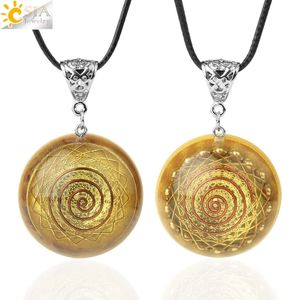 CSJA Cabochon Collane con pendente in resina Orgonite Generatore di energia Spirale Filo metallico Collana di protezione con pietre di ghiaia naturale G605 240102