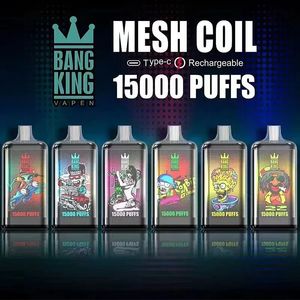 Bang King 15000 Puffs Disposable E cigarettes Vape Pen 25ml Pod 850mah Rechargeable Battery wholesale vapers desechable puff 15K