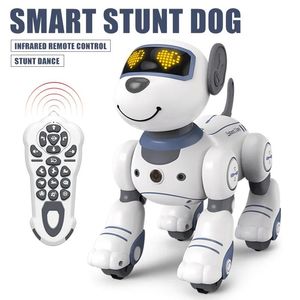동물 전기 RC 동물 재미있는 RC 로봇 전자 개 스턴트 음성 명령 프로그램 어린이 S 장난감을위한 터치 감각 음악 노래 2302
