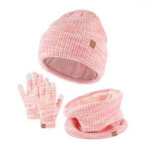 Ball Caps 3 Pieces Kids Winter Hat Glove Scarf Sets Knitted Toddler Cap Gloves Set Men